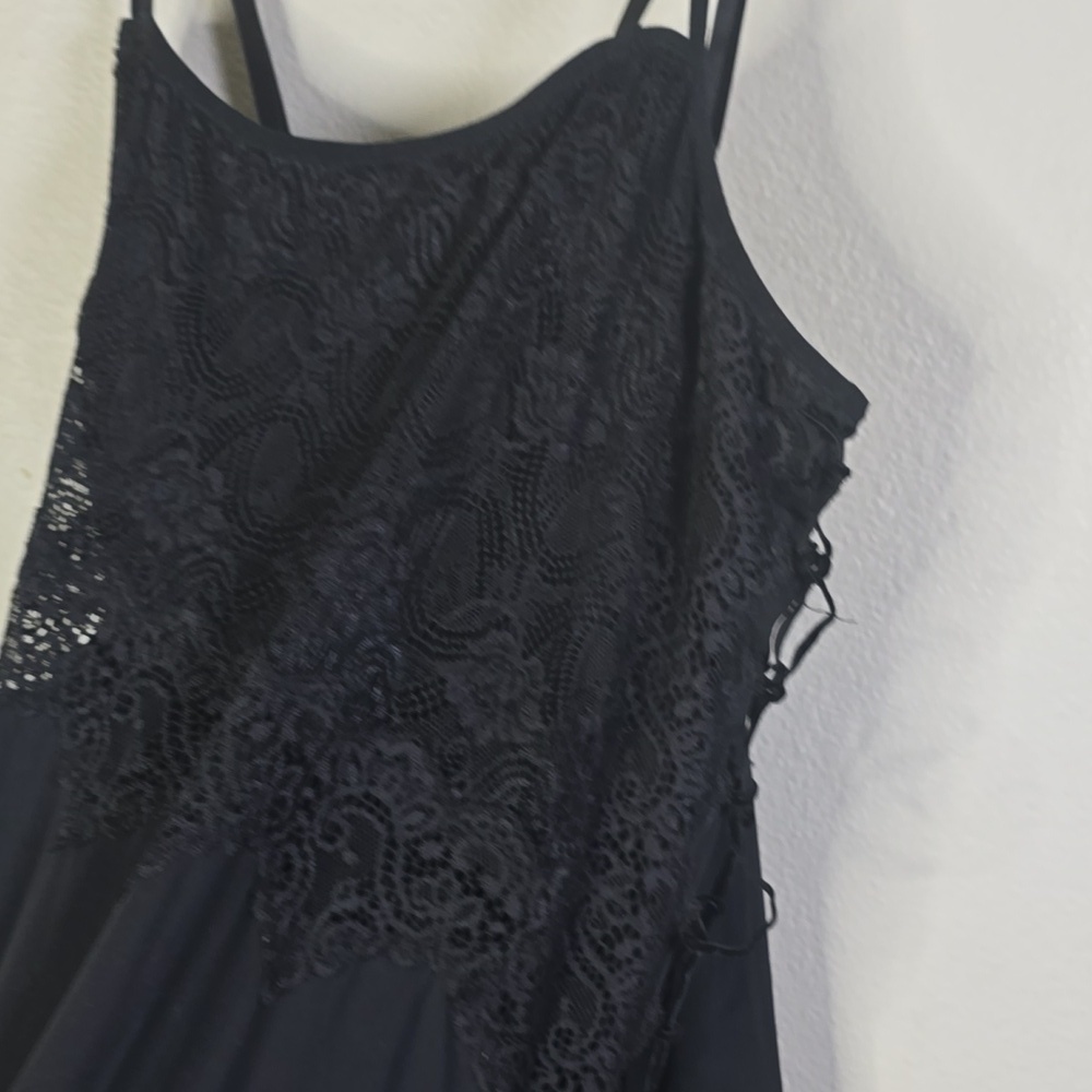Rhonda Shear Maxi Gown alegant Black Whimsigoth Lace Dress Open Slid 1X. - Picture 5 of 11